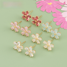 YEGUI MA62,jewelry accessories,nickel free,18k gold plated,copper,zircons,petal shape,charm,jewelry making,diy earrings,6pcs/lot
