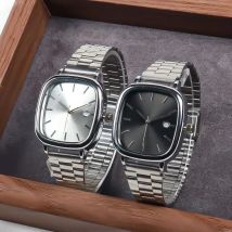 Famous Brand Men Watch Steel Strap Silver Color Calendar Quartz Watches Luxury Women Gift Wristwatch Dropshipping Clock