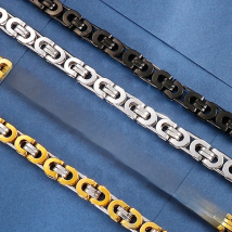 6/8/10mm 17"-24" Stainless Steel Gold Color Tone Byzantine Flat Chain Necklace For Men Fashion Party Jewelry Gift