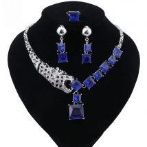 CYNTHIA Wedding African Bead Jewelry Set for Women Fashion Silver Plated Dubai Rhinestone Necklace Earrings Ring Set
