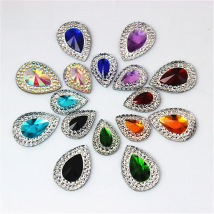 Cong Shao 100pcs 10*14/13*18mm Colorful Drop stones and crystals Flatback Resin Rhinestone trim costume Button Decoration CS236