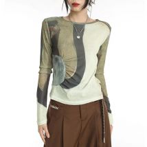 Karrcat Cyber Y2k Tops Japanese Harajuku Patchwork T-shirt Grunge Gradient Print Crop Tops Korean Fashion Chic Streetwear 00s