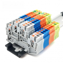 10Pcs PTTB 2.5 Push-in Double Level Din Rail Terminal Block 2 Layer 2.5mm² Plug Electrical Wire Connector PTTB2.5