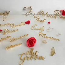 20/50/100Pcs Personalized Same Name Tag Acrylic Place Card Wedding Table Card Markers Tags Wedding Bride Groom Guest Exclusive