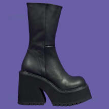 GIGIFOX Womens Heeled Ankle Boots Platform Zipper Punk Motorcycle Booties Chunky Block High Heel Round Toe Fashion Combat Boots