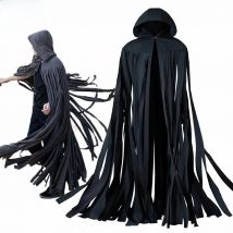 Mistborn Vin Cosplay Warrior Black Mistcloak ,Unisex Hooded Cardigan Cloak Outerwear Halloween Costume Gothic Cape