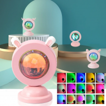 Mini Animal USB Sunset Lamp Led Projector Night Light Table Cat Style Atmosphere Home Bedroom Background Wall Decoration Gift