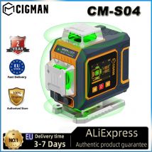 CIGMAN CM-S04 16-Linien-Laser-Wasserwaage mit LCD-Display 4×360 °   Grüner Strahl ±1,5 mm/5 m Hochpräzise automatische Nivellierung, APP und Fernbedienung