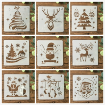 9Pcs 13cm Christmas Santa Clause Reindeer Snow DIY Layering Stencils Painting Scrapbook Coloring Embossing Decorative Template