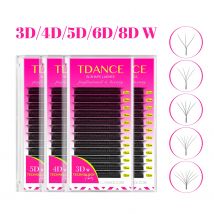 TDANCE 3D 4D 5D 6D Ventole prefabbricate Estensione ciglia W Stile Visone finto Naturale Morbido Fioritura Lash Fioritura automatica Volume Ciglia