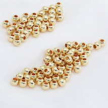 2mm-6mm High Quality Loose Copper Beads Round Real Gold Plated Spacer Beads For Bracelet Necklace Jewelry Making Accessories