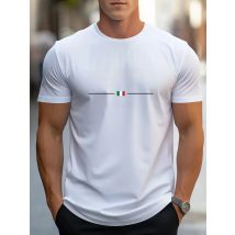Men's Summer 100% Cotton Fashion MILANO Letter Printed Loose Large Casual Comfortable Round Neck Short Sleeve T-shirt Top