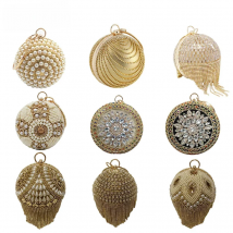 YYW Ladies Sparkly Rhinestone Round Evening Clutch Bag Elegant Handbags Wedding Bridal Party Purse Crystal Clutch Purse Gold