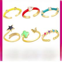 Clearance Rings / Gold Plated CZ Open Rings For Women Round Stone Cuff Ring Adjustable Rings Wholesale Jewelry rign18