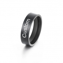 Lemegeton 6/8mm Simple Custom Name Stainless Steel Rings for Men Women Personalize Engraved Name Text Black Ring Jewelry Gift