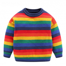 Mudkingdom Big Boys Girls Sweaters Rainbow Striped Super Soft Long Sleeve Pullovers Knited for Kids Sweaters Autumn Winter