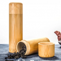 Eco-friendly Jar Portable Tea Canister Lid Handmade Natural Container Round Bamboo Storage Box Holder Tea Art Supplies