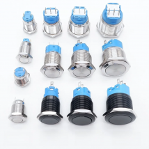 12mm 16mm 19mm 22mm Metal Push Button Switch Panel Hole Power On Off Flat/High Head No Light Momentary/Locking Pin Car Doorbell