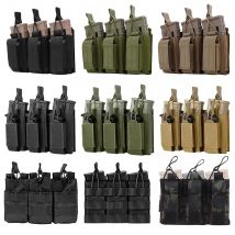 Double Layers Triple Mag Pouch 9MM Open Top Rifle Magazine Pouch for 5.56mm M4 Mag Holder Tactical Bag Hunting Airsoft Equipment