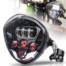 MOVOTOR Motorcycle Headlight with Bracket Clamp White DRL Hi/Low Beam for Universal Motorcycles Harley-Suzuki-Yamaha-Kawasaki