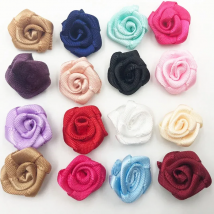 100pcs Mix Color Satin Ribbon Flower Rose craft/wedding appliques B040