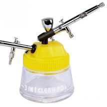 3 In 1 Airbrush Cleaning Bottles Pot Strong Glass Jar Wash Tools Airbrush Stand Station Filters Cleaner Tools