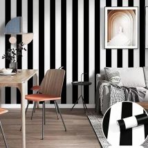 modern black and white striped self-adhesive wallpaper for living room bedroom furniture cabinets DIY stickers contact paper