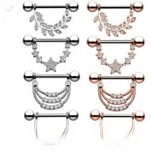 2Pcs Fashion Stainless Steel Rose Gold Nipple Barbell U Shaped Water Drop Sexy Nipple Ring Women Body Piercing Jewelry