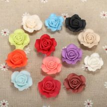 10pcs/lots 23mm Polymer Clay Rose Flowers Beads For Bridal Wedding Necklace Hair Jewelry Making Diy Phone Case Deco Accessories