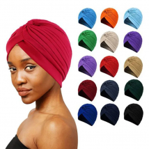 New Knotted Ruffle Turban Ladies Soft Headscarf Casual Streetwear Female Muslim Hijab Indian Hats Cancer Chemo Cap Turbante