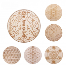 Healing Seven Star Array Wooden Board Chakra Flower Of Life Yoga Meditation Crystal Grid Board Chakra Witchcraft Home Decoration