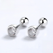 Trustdavis Real 925 Sterling Silver Fashion Round 4/5/6mm CZ Beads Screw Stud Earrings For Women Wedding Fine Jewelry DA2269