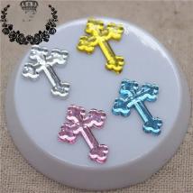100pcs Mix Colors 17*21mm Acrylic Cross Charm Flatback Cabochon Embellishment Accessories DIY Craft Scrapbooking