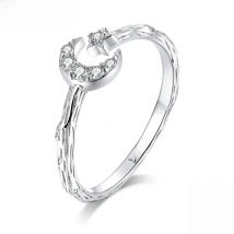 bamoer Vintage 925 Sterling Silver Moon and Star Open Adjustable Finger Rings for Women Retro Stylish Jewelry New SCR638