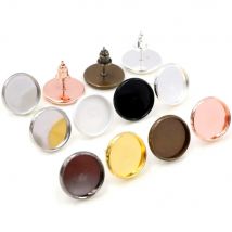 High Quality Copper Material 12mm 20pcs Classic 9 Colors Plated Earring Studs,Earrings Blank/Base,Fit 12mm Glass Cabochons