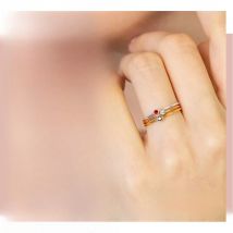 eManco Stainless Steel Birthstone Ring  Gold Color Simple Fashion Style For Women Festival Party Gift