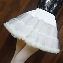 Girls Ruffled Short Petticoat Solid White Color Fluffy Bubble Tutu Skirt Puffy Waistband Mini Hoopless Prom Crinoline Underskirt