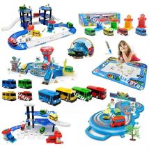 Korean Tayo The Little Bus Slingshot & Pull-Back Car Diy Track Toy Set Tayo Cartoon Car Toy Collection Car Model Christmas Gifts