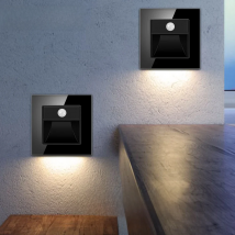 UBARO Tempered Glass Panel Wall Sensor Light  Balcony Corridors Stairs Human Body Induction PIR Motion Led Step Lamp Ac100-240V