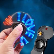 Hand Spinner USB Electric Lighter 7 LED Strips Fidget Spinner Plasma Arc Lighters Metal Windproof Tungsten Turbo Pulsed Lighter