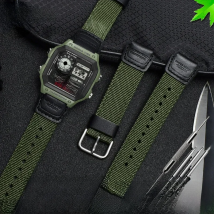 Nylon Watch Strap for Casio AE1200wh 1300 SGW-300H 400 500 F91W F84 AEQ-110W Men's Canvas Nylon Raised Mouth Watch Band 18mm