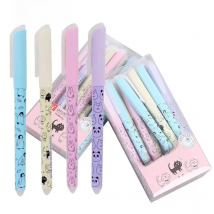 Cute Cat Erasable Pen 0.38mm Washable Handle Magical Eraser Gel Pen Blue Ink Erasable Refills Rod Kids School Stationery