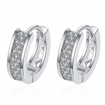 LByzHan 925 Sterling Silver Dainty Small Zircon Inlaid Round Circle Hoop Earrings for Women Silver Earrrings Jewelry