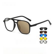 VCKA Discolored Tea Myopia Glasses Big Frame 6 In 1 Men Women Polarized  Magnetic Sunglasses Clip on Prescription  -0.5 TO -6.0