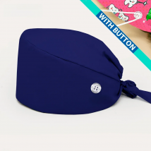 Dark blue scrubs caps with Button,Adjustable Tie Back Hats,Professional Health service worker hats,surgery cap for Women and men