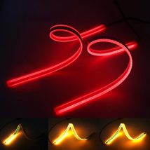 2PCS 30CM 60CM Red Yellow Switchback Flexible LED Strip DRL Daytime Running light Motorcycle Headlight Backup Brake Rear Lights