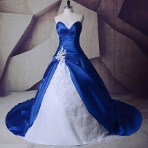 Vintage Royal Blue And White Wedding Gowns Dresses 2020 Sweetheart Lace Up Vestidos De Noiva Plus Size Sexy Long Bridal Dresses