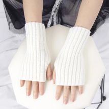 Women Gloves Fashion Hand Warmer Winter Glove Girls Arm Crochet Knitting Goth Lolita Solid Fingerless Mitten Kawaii Accessories