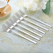 6-10pcs 8.5" Korean Dinner Forks Long Handle Steak Table Spoon Stainless Steel Kitchen Cutlery Luxury Silver Tableware set 8.5''