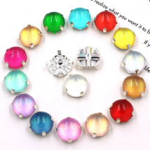 New Arrivals Round Shape Glossy Resin Imitation Opal Flatback Rhinestones Claw Setting Sew On Clothes/Dress/Bags/Shoes